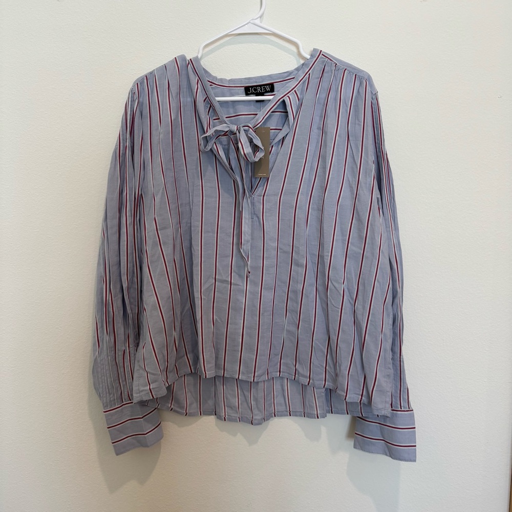 NWT J.Crew Blue Blouse with Red and White Stripes - Picture 2 of 5